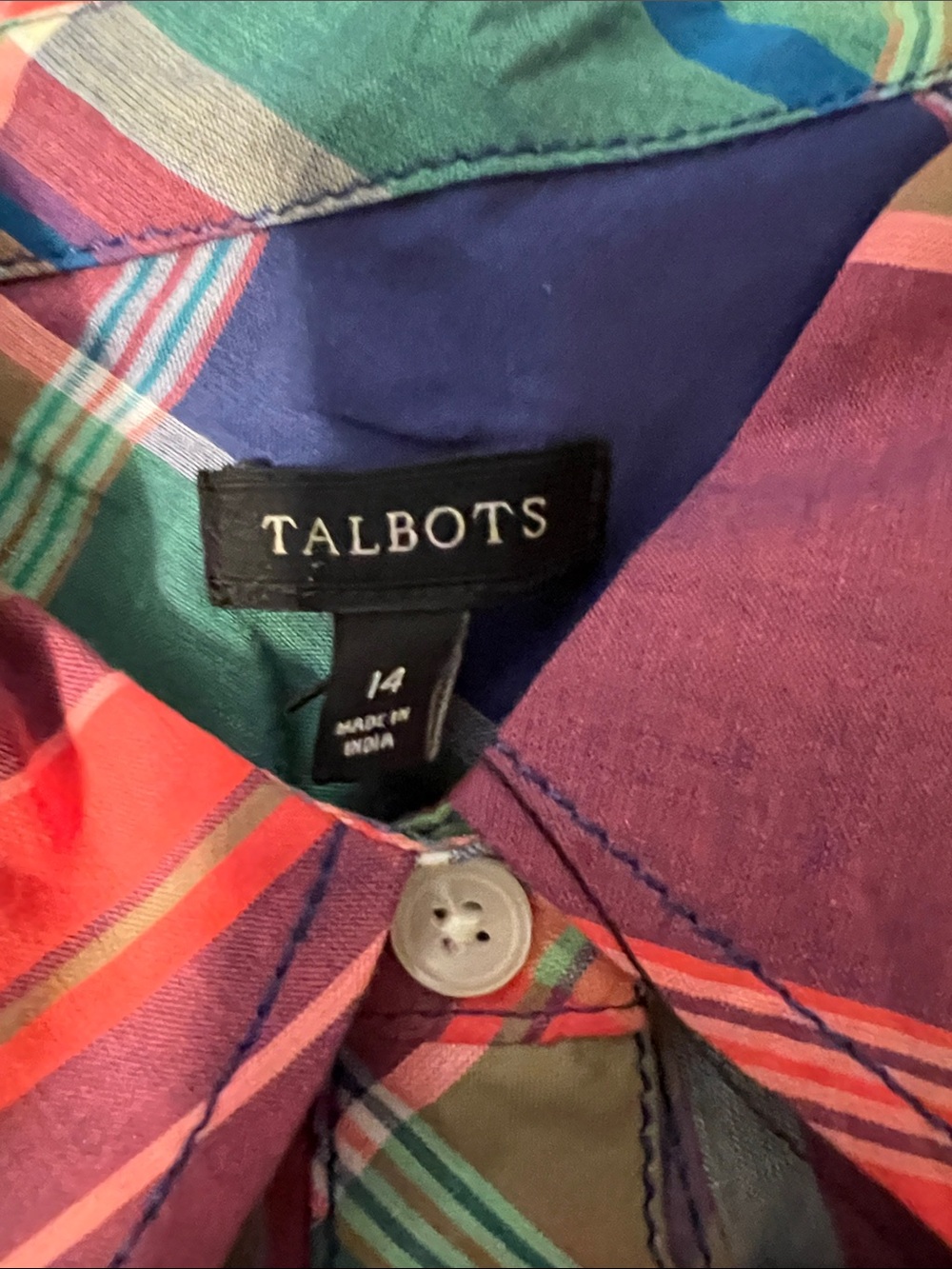 Talbots Multi-Color Plaid Shirt Dress with Belt Tie - Picture 4 of 6